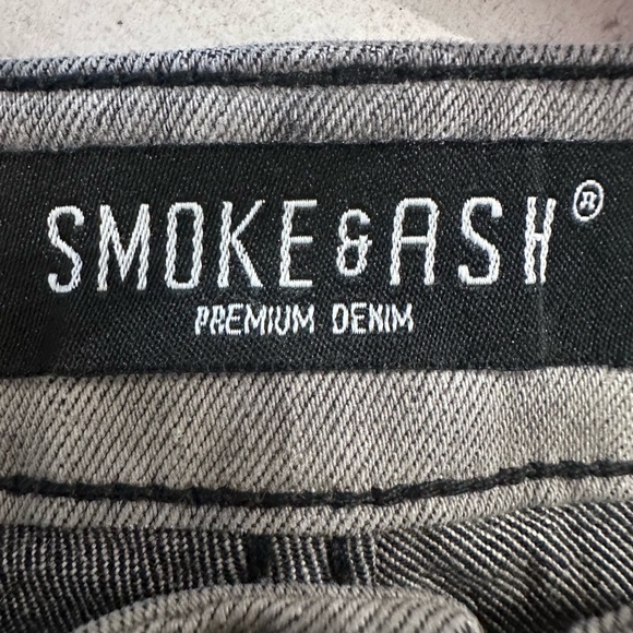 Smoke & Ash Jeans 30x30” Grey Acid Wash Distressed Moto Grunge Thrashed Biker - Picture 6 of 6